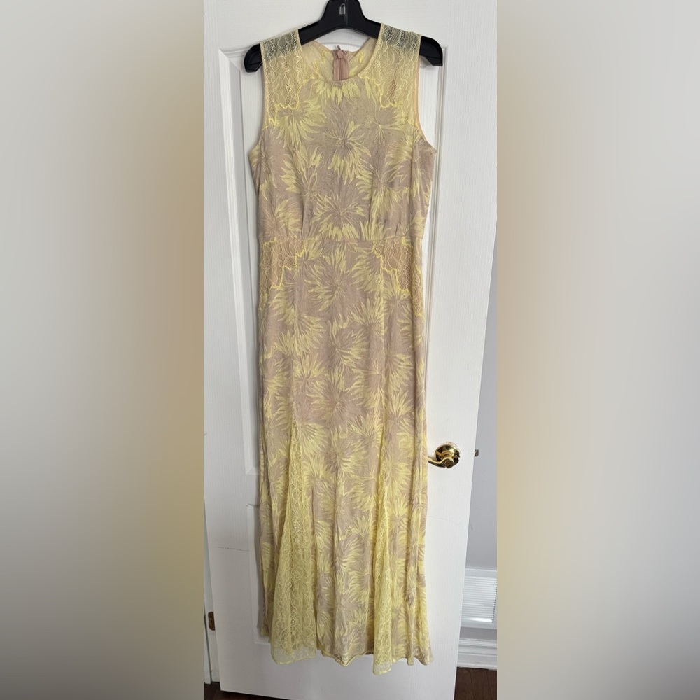 BCBG Yellow Floral Lace Prom Dress - Picture 2 of 10